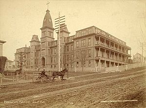 Providence Hospital, 5th Ave northeast corner of Madison St, Seattle, Washington, ca 1891 (LAROCHE 31)
