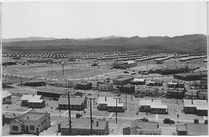 "Panorama of Boulder City, Nevada from Water Tank Hill showing construction progress to date." - NARA - 293701