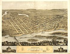 Bird's eye view of the city of Portage, Columbia Co., Wisconsin 1868. LOC 73694548