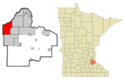 Location of the city of Burnsvillewithin Dakota County, Minnesota