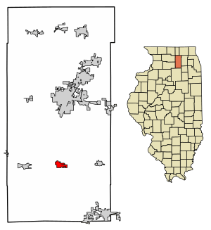 Location of Waterman in DeKalb County, Illinois.