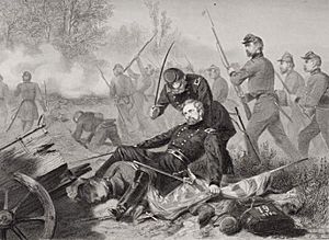 Death of General Isaac Stevens (1818-62) during the attack on Chantilly, Viriginia 1862