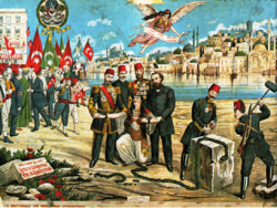 Greek lithograph celebrating the Ottoman Constitution
