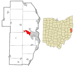 Location of Wintersville in Jefferson County and in the state of Ohio