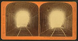 Looking out of the tunnel at Livermore Pass, Alameda County, Western Pacific Railroad, by Thomas Houseworth & Co.