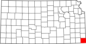 Map of Kansas highlighting Cherokee County