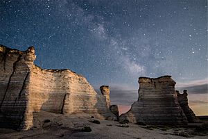 Milky Way over Monument Rocks, Kansas, USA