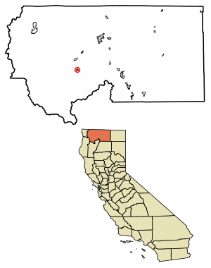 Location of Etna in Siskiyou County, California.