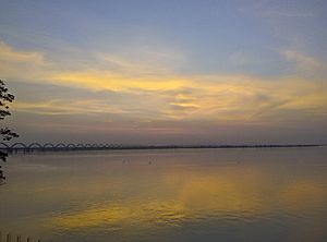 Sunset view of Godavari river from Rajahmundry