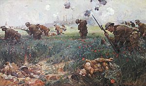 This battle scene was painted in 1919 by artist Frank Schoonover of the Battle of Belleau Wood.jpg