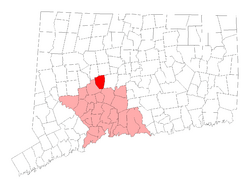 Location in New Haven County, Connecticut