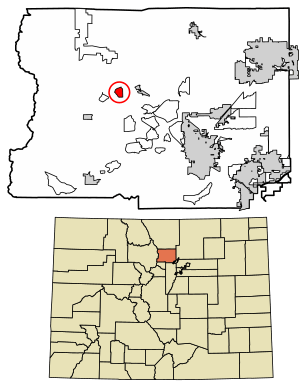 Location of the Bark Ranch CDP in Boulder County, Colorado.