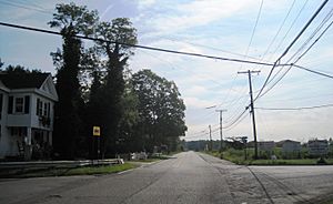 View of the intersection facing east