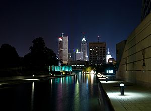 Downtown Indy at night from canal walk