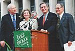 Kay Bailey Hutchison, Phil Gramm, Lloyd Doggett, and Jake Pickle