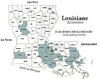 Map of Creole-Speaking Parishes in Louisiana
