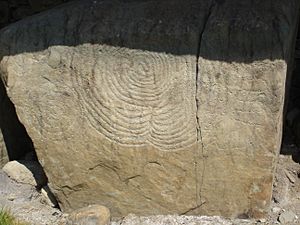 Megalithic art at Knowth burial site in Ireland