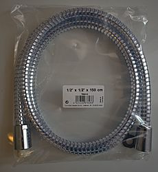 Metric length shower hose with imperial fittings