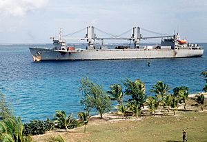 SS Flickertail State (T-ACS-5) arriving Johnston Atoll 1990