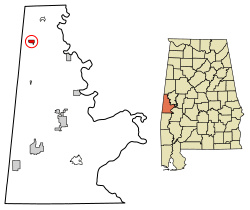 Location of Geiger in Sumter County, Alabama.