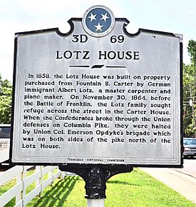 Tennessee Historical Commission Marker for the Lotz House