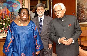 The Union External Affairs Minister, Shri K. Natwar Singh with the Foreign Minister of Brazil, Mr. Celso Amorim and the Foreign Minister of South Africa, Dr. Nkosazana Dlamini-Zuma in Cape Town on March 10, 2005