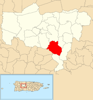 Location of Viví Arriba within the municipality of Utuado shown in red