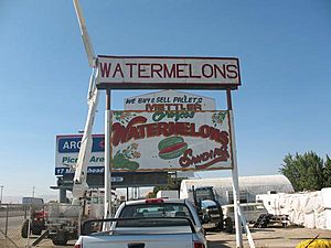 A watermelon stand in Mettler