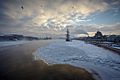 Sunset over Neva river