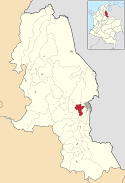 Location of the municipality and town of San Cayetano, Norte de Santander in the Norte de Santander Department of Colombia.