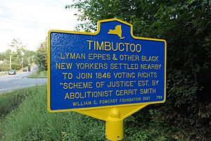 Historic marker for Timbuctoo, New York