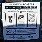 Invasive species sign at Cooperstown boat launch