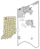 Location of Ogden Dunes in Porter County, Indiana.