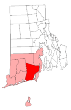 Location of South Kingstown in Washington County, Rhode Island