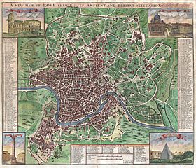 1721 John Senex Map of Rome - Geographicus - Rome-sennex-1721