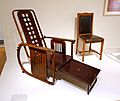 Adjustable armchair, Model 670, Sitting Machine, designed by Josef Hoffmann, Jacob & Josef Kohn, Vienna, 1904-1906, beech, plywood, wood, brass- Museum für Angewandte Kunst Köln - Cologne, Germany - DSC09636