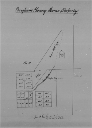 Brigham Young's Home Property, surveyed March 12, 1862. Located in Plat E, SLC Survey