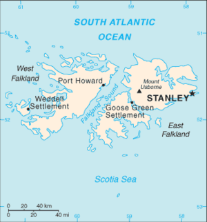 Falkland Islands map from CIA World Factbook