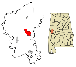 Location of Eutaw in Greene County, Alabama.