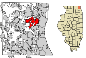 Location of Gurnee in Lake County, Illinois.