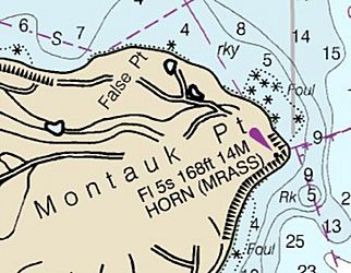 Montauk Lighthouse on NOAA chart