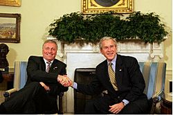 Prime minister of Czech Topolanek and President Bush