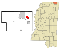 Location of Farmington, Mississippi