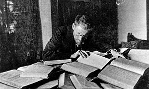 Eliezer Ben-Yehuda at his desk in Jerusalem - c1912