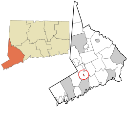Location in Fairfield County and the state of Connecticut