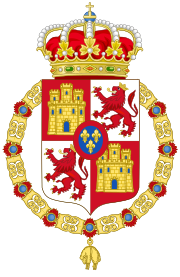 Lesser Royal Coat of Arms of Spain (1700-c.1843) Variant without the Arms of Granada.svg