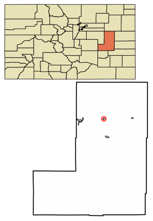 Location of the Town of Genoa in Lincoln County, Colorado.