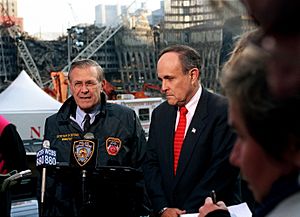 Rumsfeld and Giuliani at Ground Zero