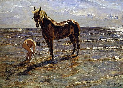 Валентин А. Серов - Купание лошади