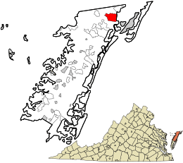 Accomack County Virginia incorporated and unincorporated areas Horntown highlighted